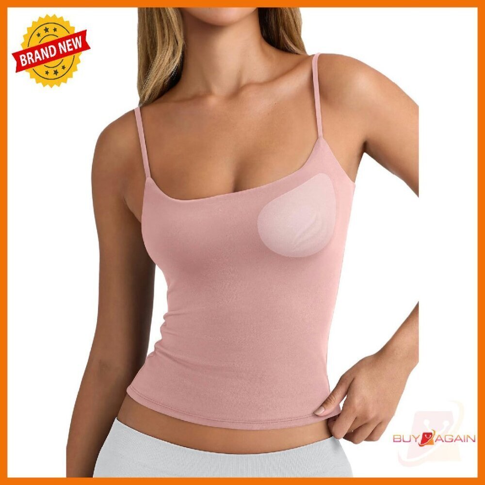 Double Lined Tank Top Built-in Bra Removable Pads Adjustable Straps